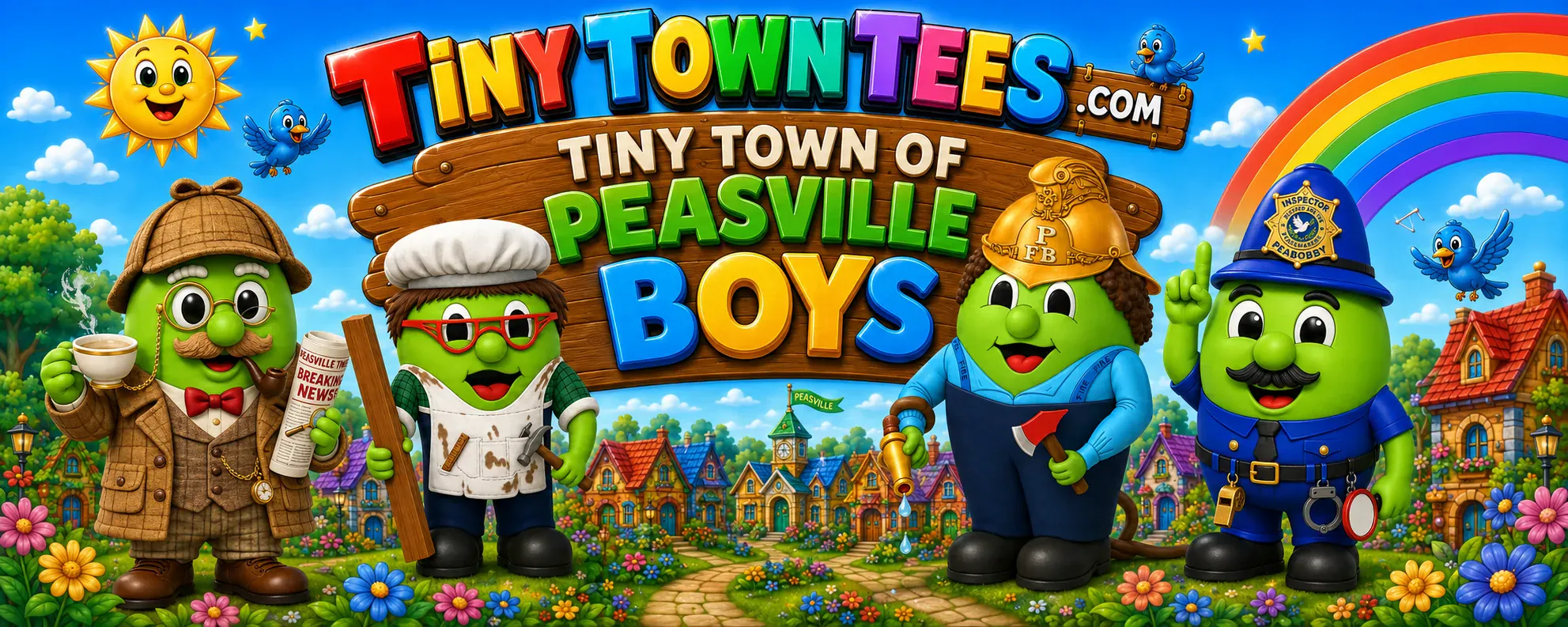Tiny Town Boys - illustrated Tiny Town Tees category banner
