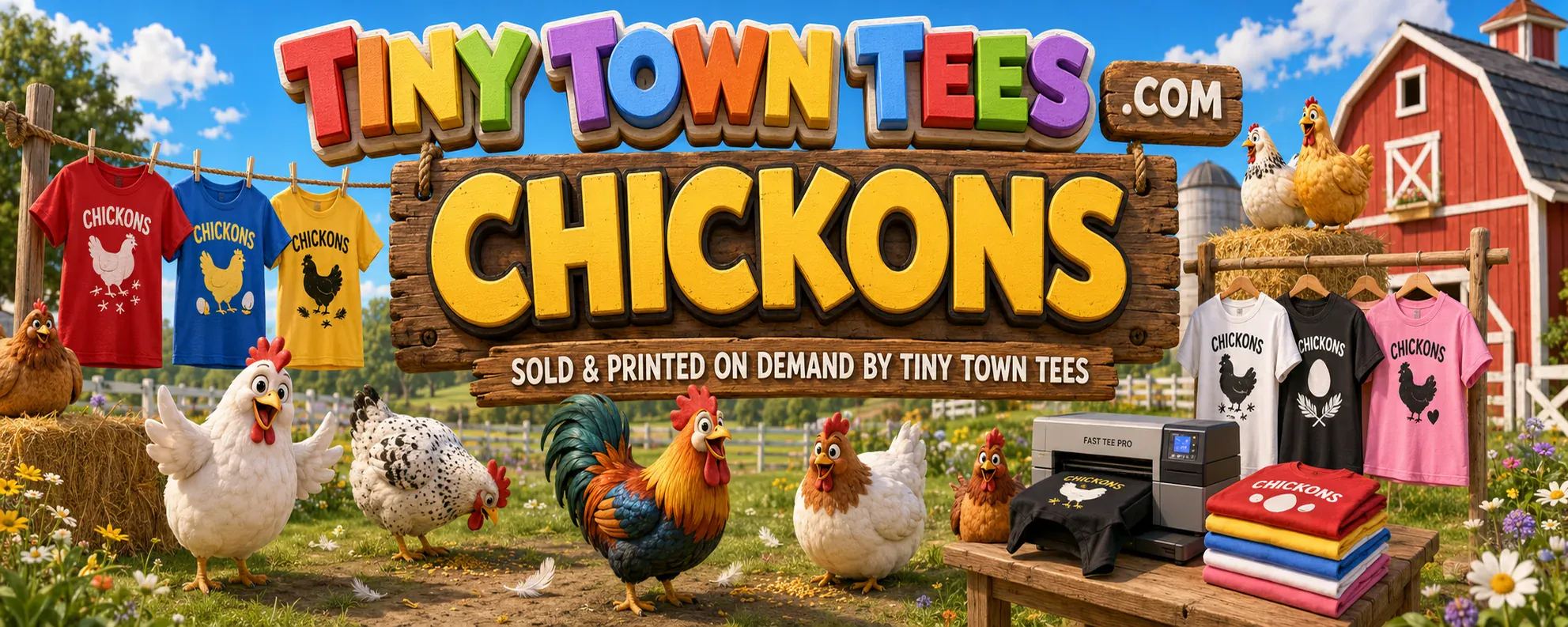 Chikons - illustrated Tiny Town Tees category banner