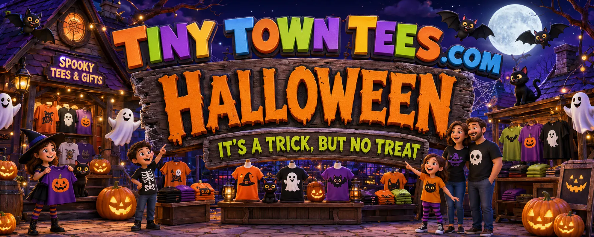 Halloween - illustrated Tiny Town Tees category banner