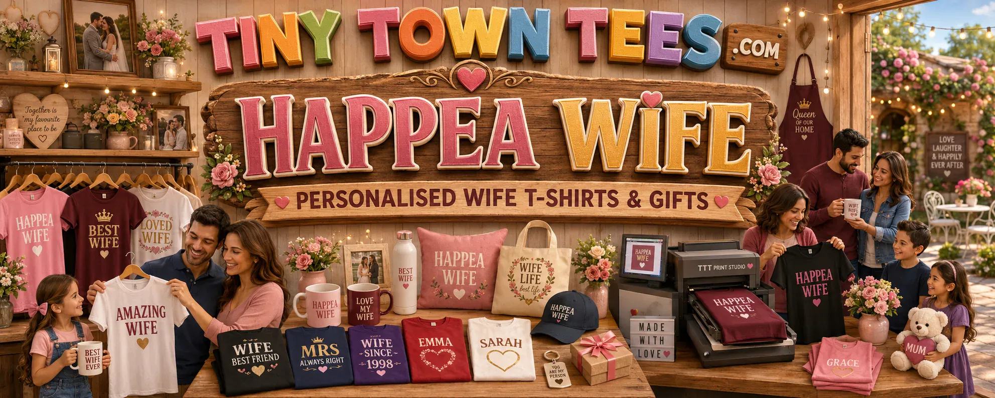Happea Wife - illustrated Tiny Town Tees category banner