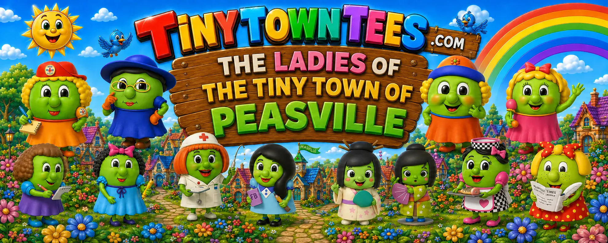 Ladies - illustrated Tiny Town Tees category banner