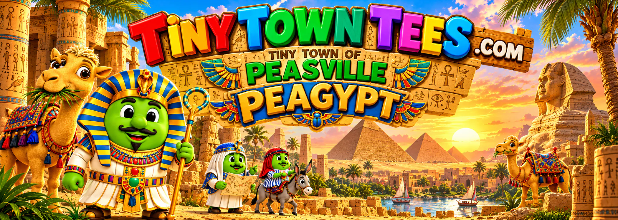 Peagypt - illustrated Tiny Town Tees category banner