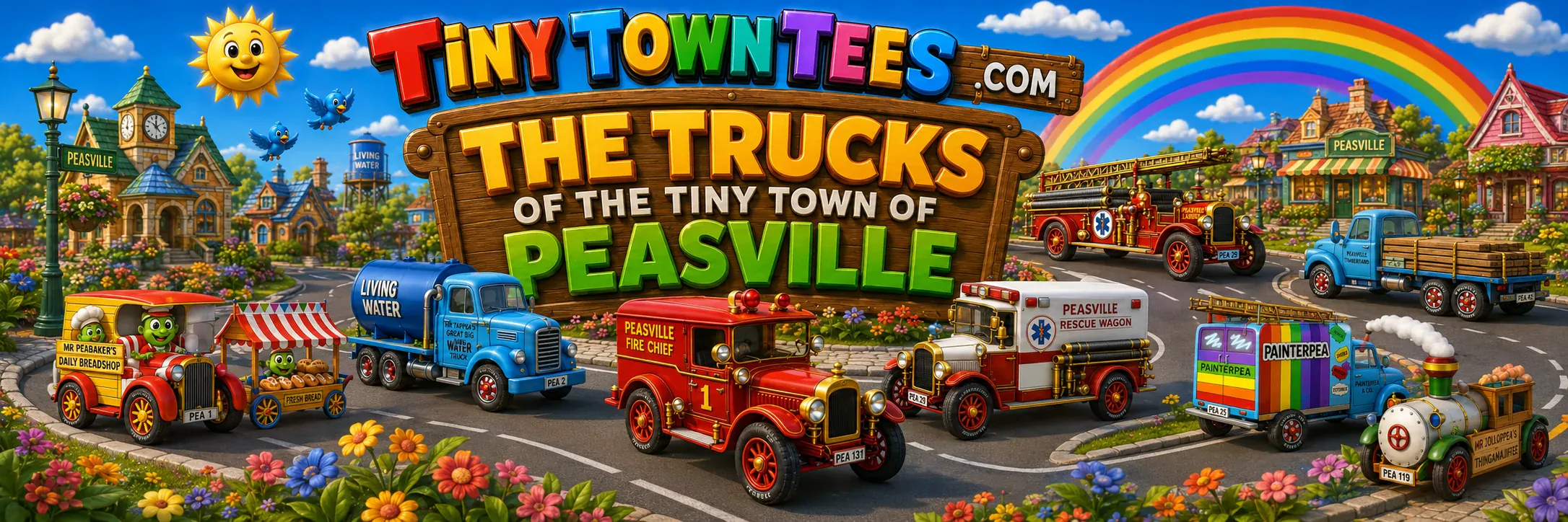 Trucks - illustrated Tiny Town Tees category banner